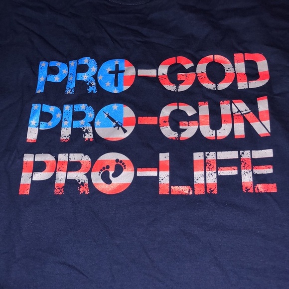 Unisex Navy Fruit of the Loom Pro-God Pro-Gun Pro-Life Short Sleeve Tee, NWOT - Picture 3 of 16